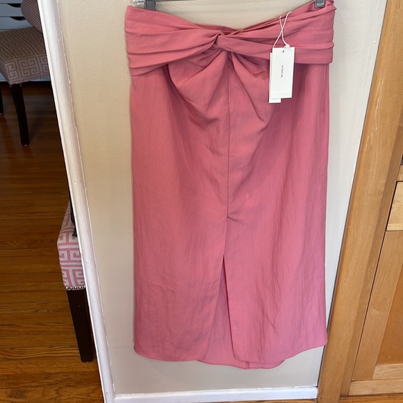 Vince Pink Midi Skirt Draped Knot Twist Front Slit Size Small Tencel NWT - Picture 4 of 9